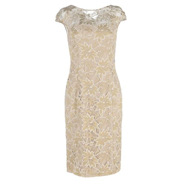 Temperley London Floral-Lace Midi Dress in Nude Polyester